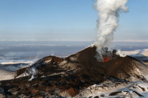 Beautiful nature of Kamchatka: eruption Tolbachik Volcano. Russia, Far East, Kamchatka Peninsula.