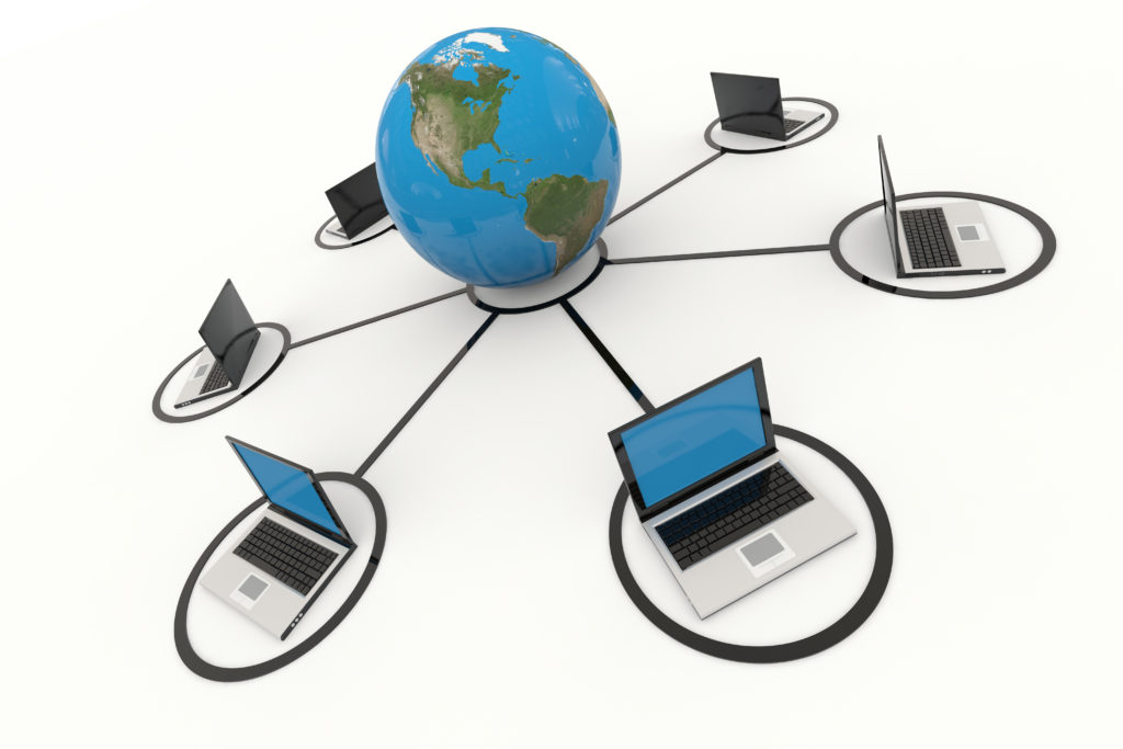 Concept of network connections. 3D render image.